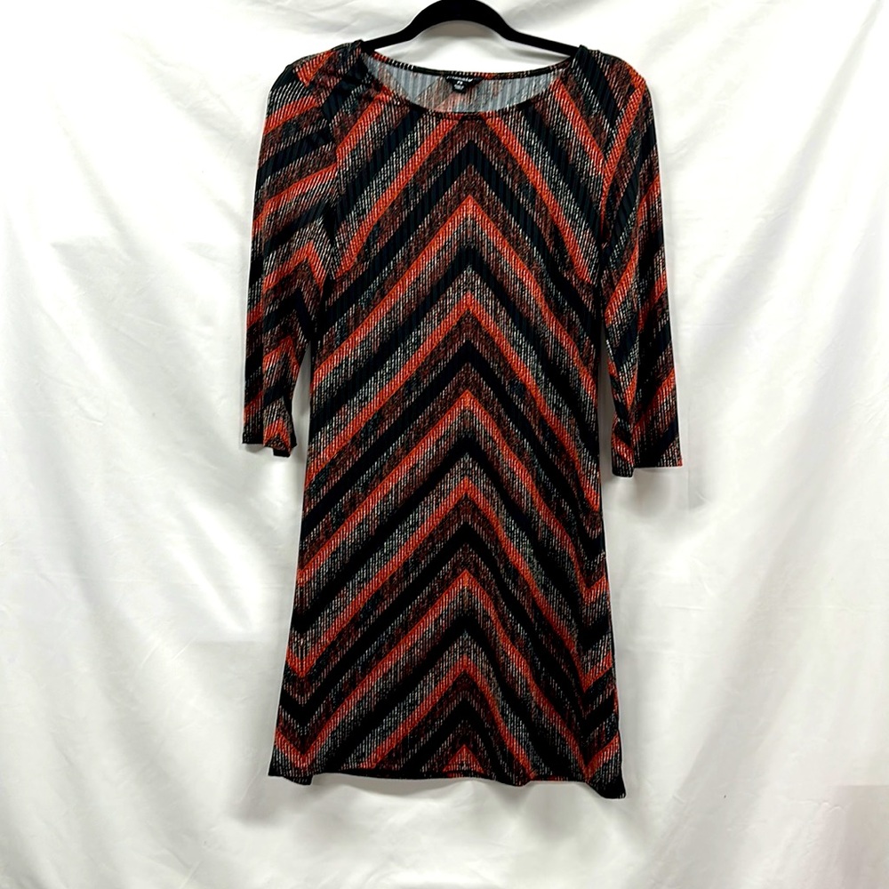 Messini Size PS Black and Mauve Chevron Design Dress